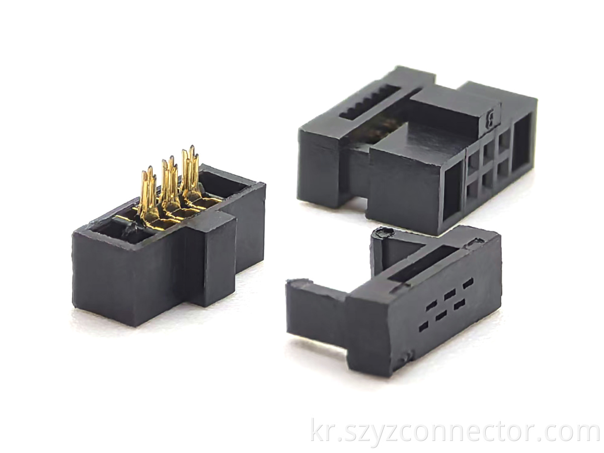 1.27mm Pitch IDC Socket Connector 2Pieces with Locating Posts Latching Mid-Cove 2*3P